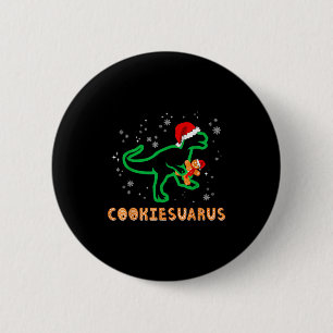 Cookiesaurus Christmas Dinosaur Rex Sugar Cookie 6 Cm Round Badge