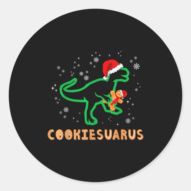 Cookiesaurus Christmas Dinosaur Rex Sugar Cookie  Classic Round Sticker (Front)
