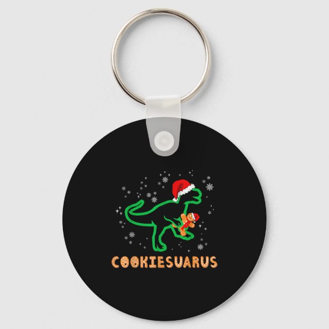 Cookiesaurus Christmas Dinosaur Rex Sugar Cookie  Key Ring (Front)