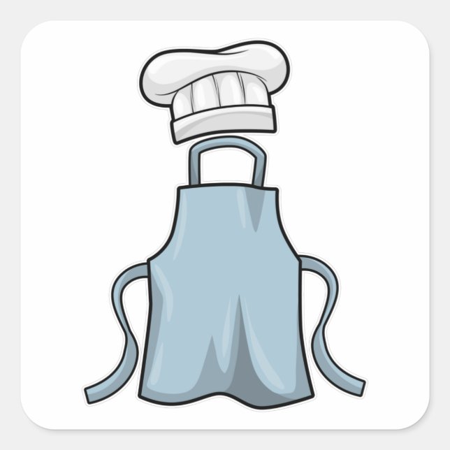 Cooking apron and Cooking hat Square Sticker (Front)