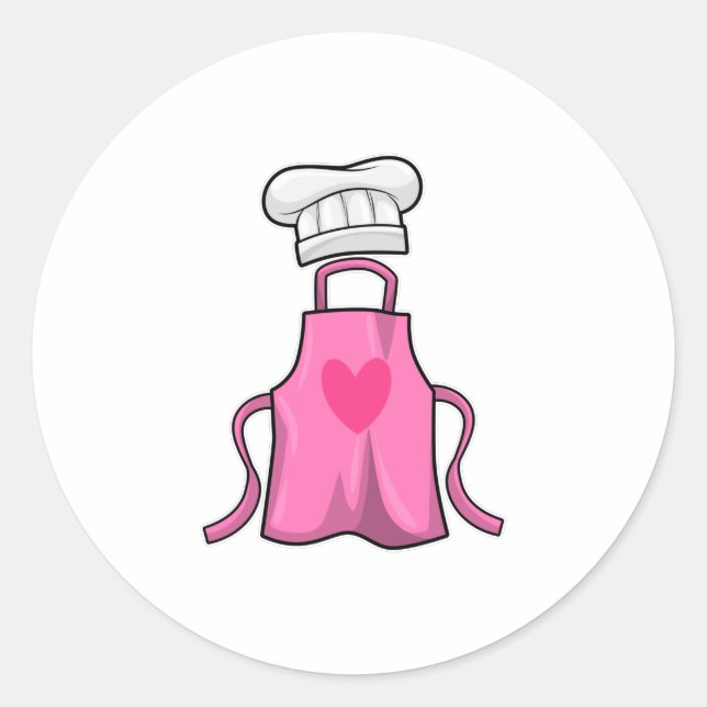 Cooking apron and Cooking hat with Heart Classic Round Sticker (Front)