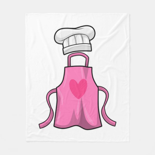 Cooking apron and Cooking hat with Heart Fleece Blanket (Front)