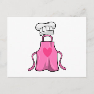 Cooking apron and Cooking hat with Heart Postcard