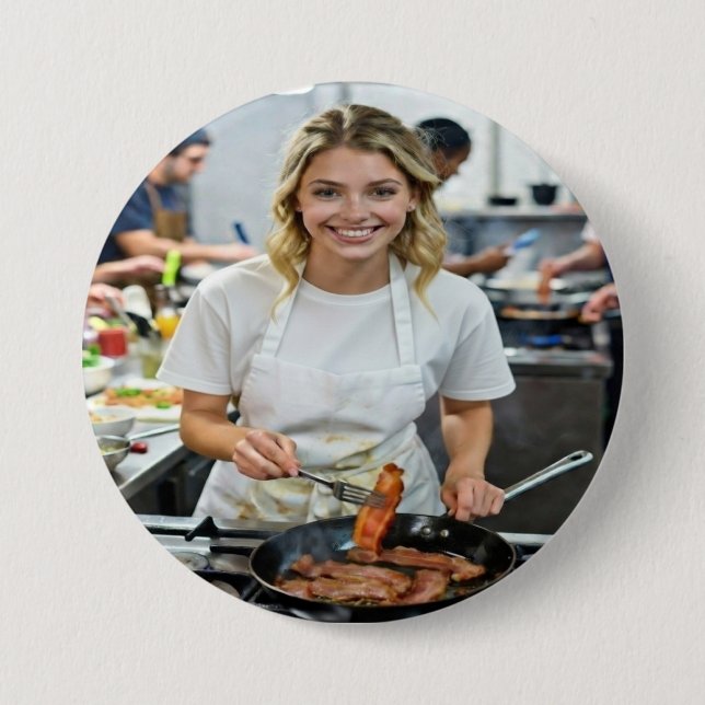 Cooking Bacon Photo Customize 7.5 Cm Round Badge (Front)