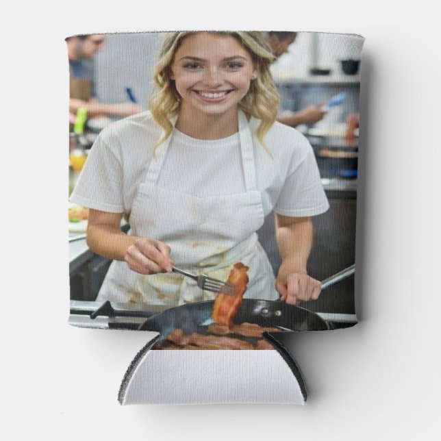 Cooking Bacon Photo Customize Can Cooler (Front)