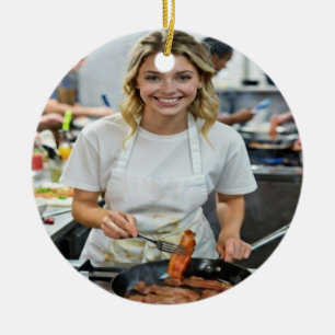 Cooking Bacon Photo Customize Ceramic Tree Decoration
