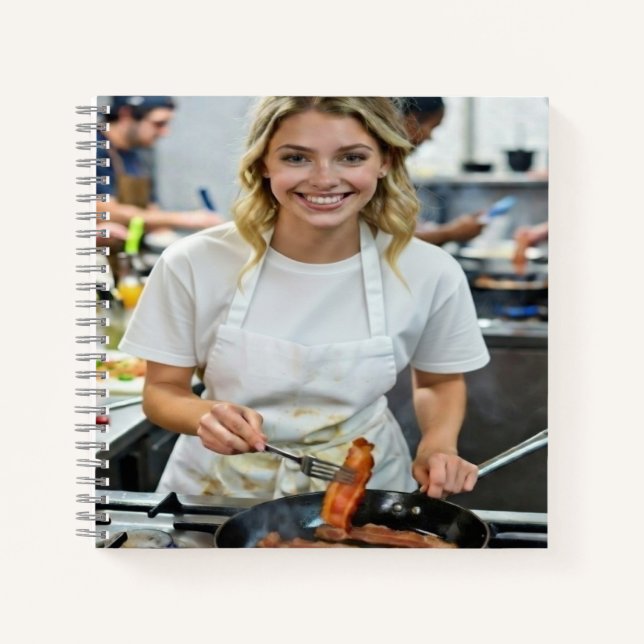 Cooking Bacon Photo Customize Notebook (Front)