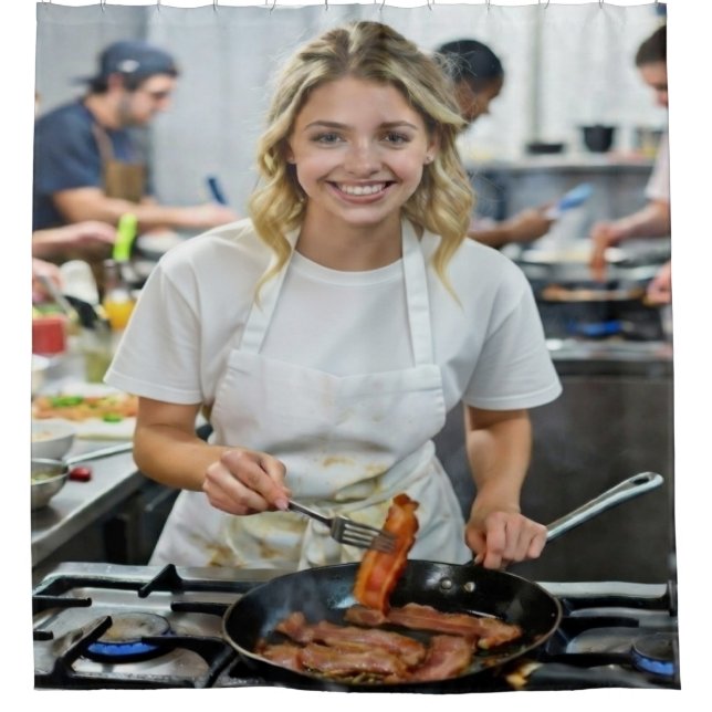 Cooking Bacon Photo Customize Shower Curtain (Front)