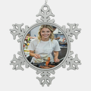 Cooking Bacon Photo Customize Snowflake Pewter Christmas Ornament