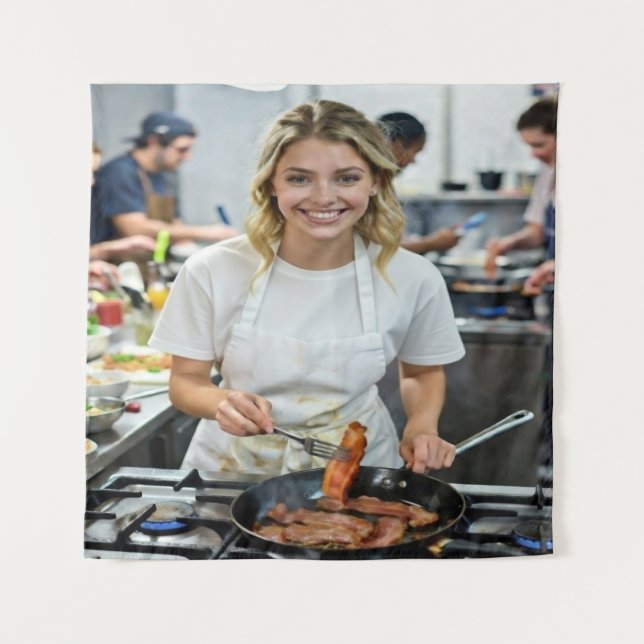 Cooking Bacon Photo Customize Tapestry (Front)