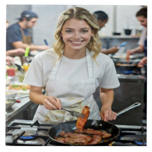 Cooking Bacon Photo Customize Tile
