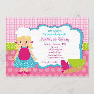 Cooking Baking Birthday Party Invitations