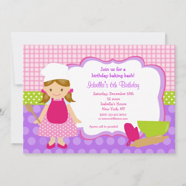 Cooking Baking Birthday Party Invitations (Front)