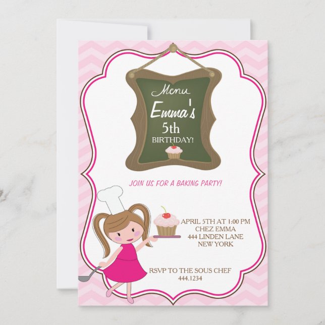 Cooking Baking Birthday Party Invitations (Front)