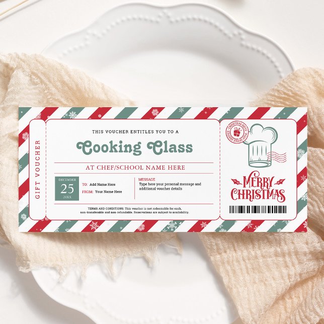 Cooking Baking Class Christmas Gift Voucher Invitation (Creator Uploaded)