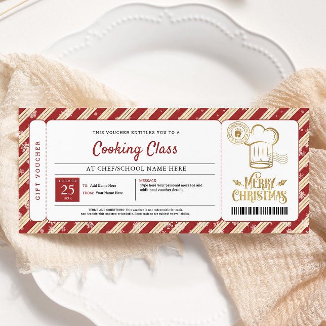Cooking Baking Classes Christmas Gift Voucher Invitation (Creator Uploaded)