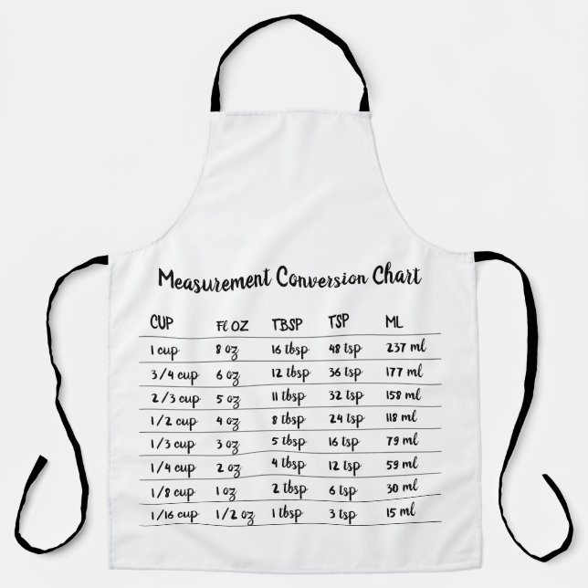 Cooking Baking Conversion Measure Apron (Front)