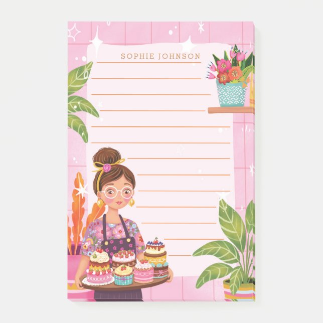 Cooking Baking Kitchen Cute Flowers Floral Girly Post-it Notes (Front)