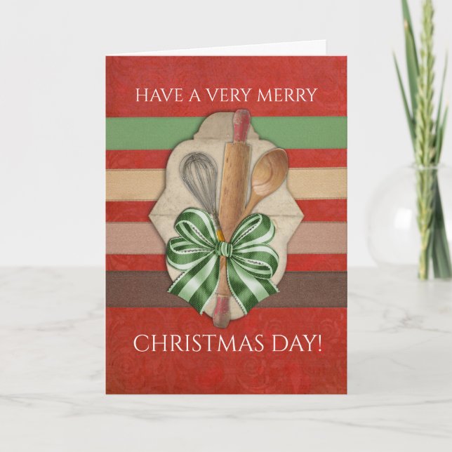 Cooking baking utensils culinary Christmas card (Front)