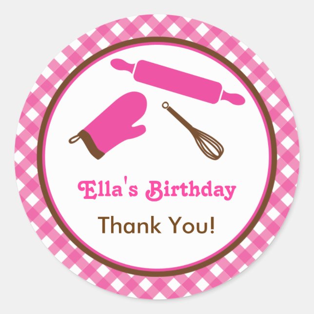 Cooking Birthday Favour Sticker (Front)