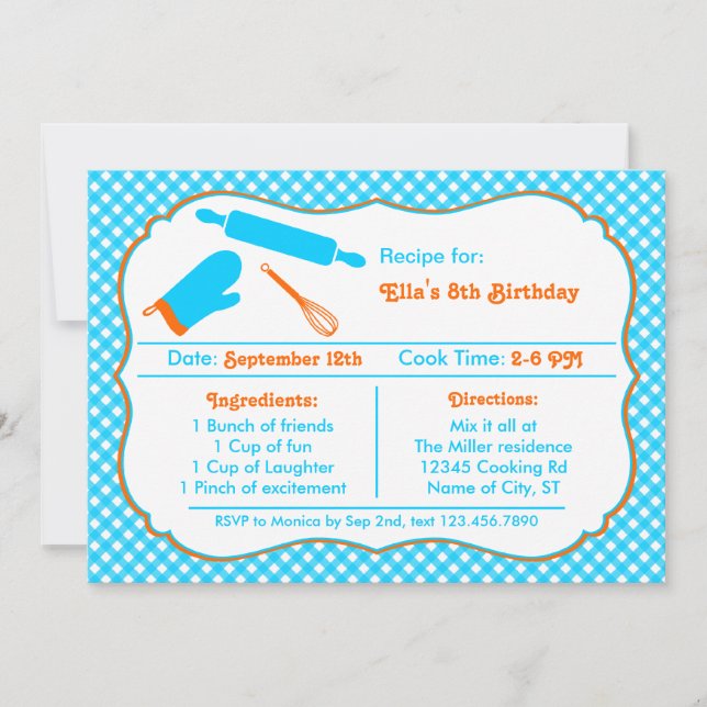 Cooking Birthday Party Invitation (Front)