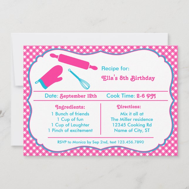 Cooking Birthday Party Invitation (Front)