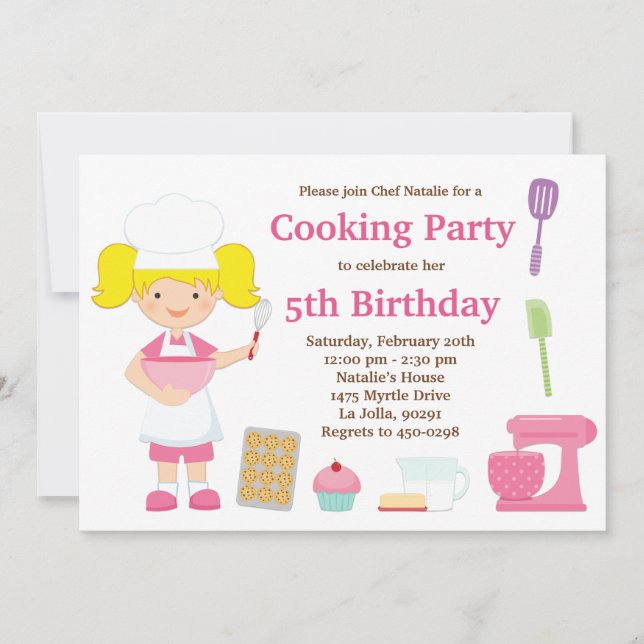 Cooking Birthday Party Invitation (Front)