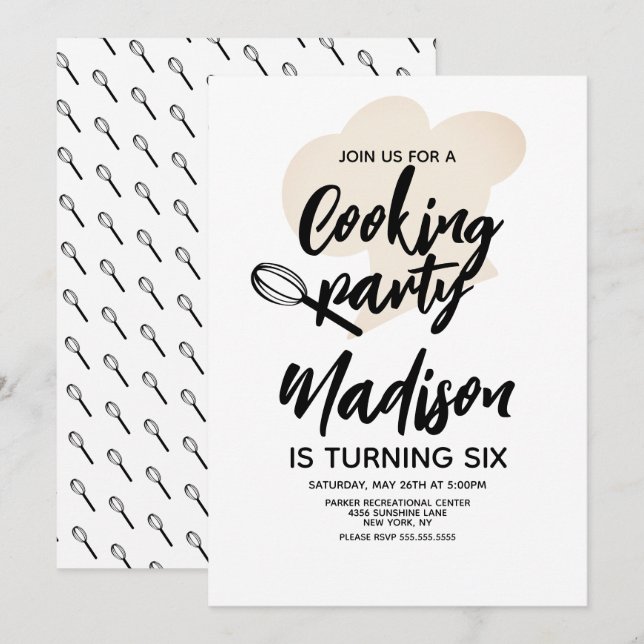 Cooking Chef Baker Birthday Party  Invitation (Front/Back)