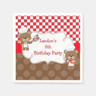 Cooking Chef Bear Birthday Party Napkin