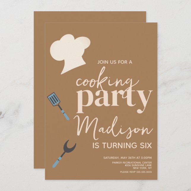 Cooking Chefs Birthday Party Invitation (Front/Back)
