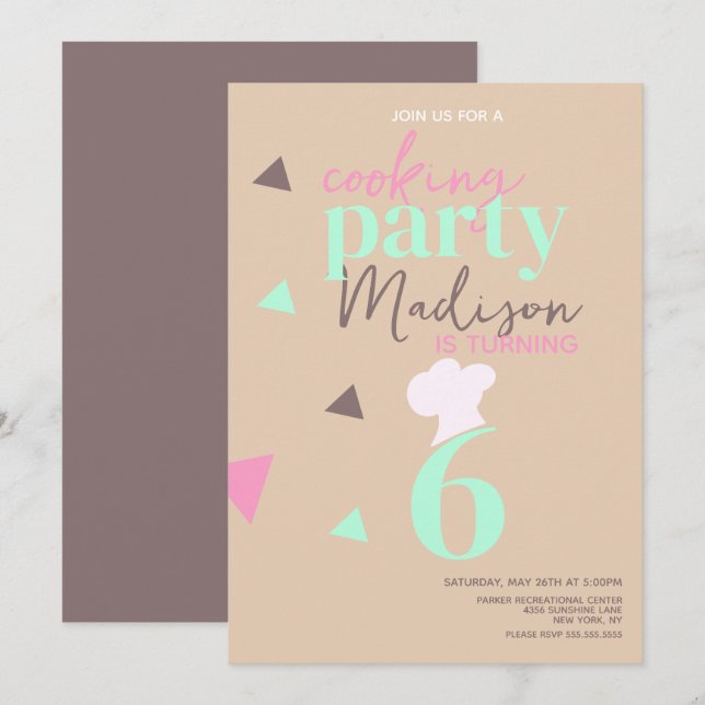 Cooking Chefs Confetti Birthday Party Invitation (Front/Back)