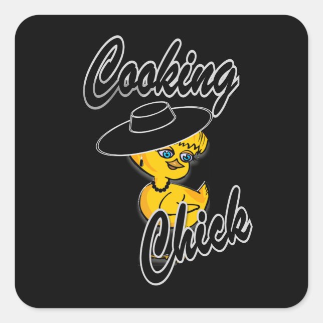 Cooking Chick #4 Square Sticker (Front)