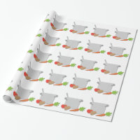 Cooking crock pot cartoon wrapping paper