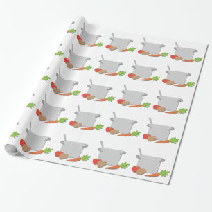 Cooking crock pot cartoon wrapping paper