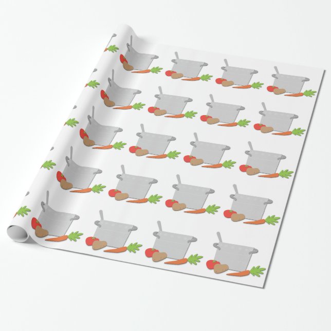 Cooking crock pot cartoon wrapping paper (Unrolled)