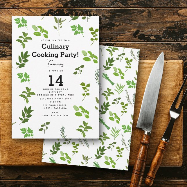 Cooking Culinary Garden Herbs Cook Birthday Party Invitation (Cooking Culinary Garden Herbs Cook Birthday Party Invitation)