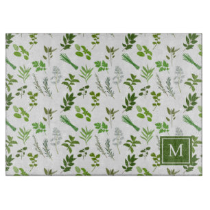 Cooking Culinary Garden Herbs Monogrammed Cutting Board