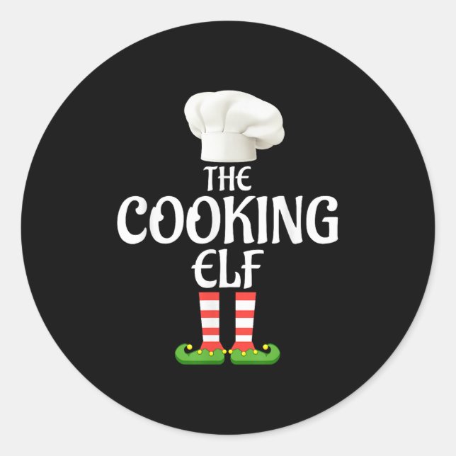Cooking Elf Matching Family Group Christmas Party  Classic Round Sticker (Front)