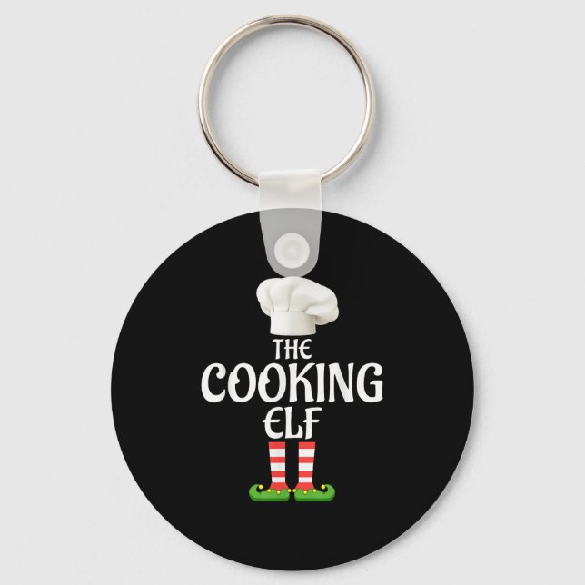 Cooking Elf Matching Family Group Christmas Party  Key Ring (Front)