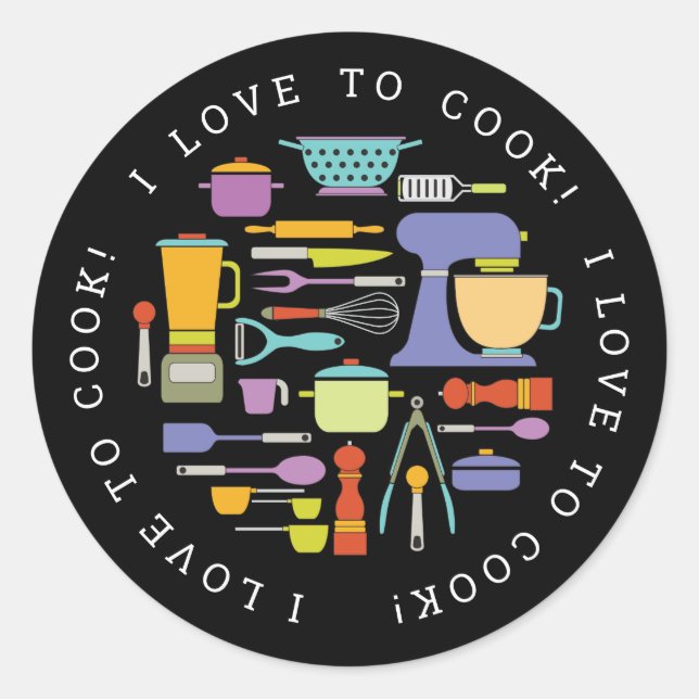 Cooking Equipment, Gadgets & Utensils Pattern Classic Round Sticker (Front)