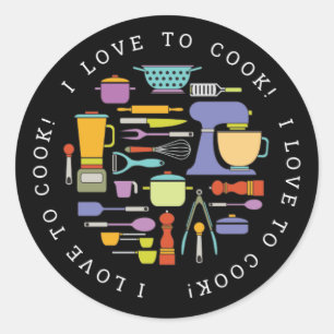 Cooking Equipment, Gadgets & Utensils Pattern Classic Round Sticker