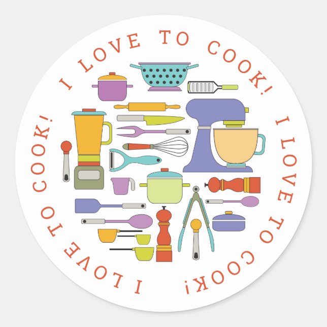 Cooking Equipment, Gadgets & Utensils Pattern Classic Round Sticker (Front)