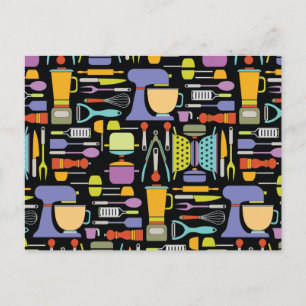 Cooking Equipment, Gadgets & Utensils Pattern Postcard