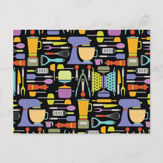 Cooking Equipment, Gadgets & Utensils Pattern Postcard (Front)