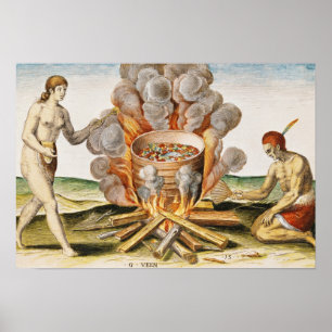 Cooking Food in a Terracotta Pot Poster