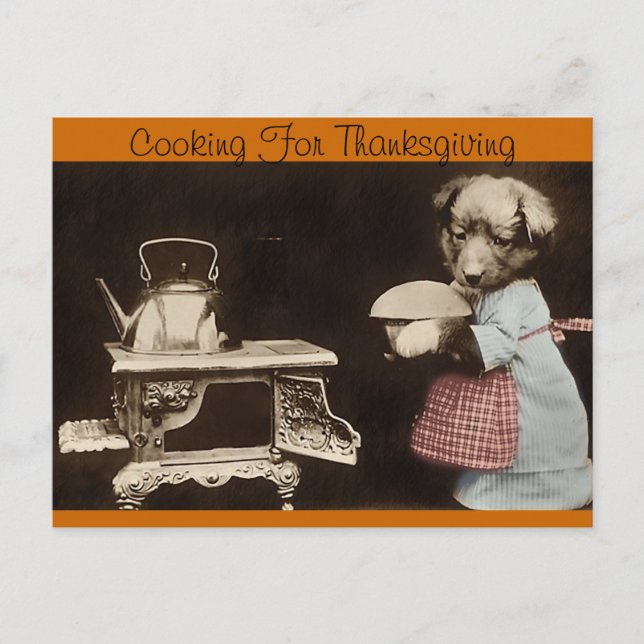 Cooking For Thanksgiving Holiday Postcard (Front)