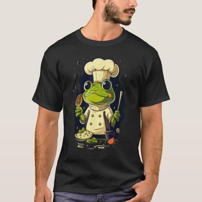 Cooking Frog Restaurant cook on Frog chef T-Shirt (Front)