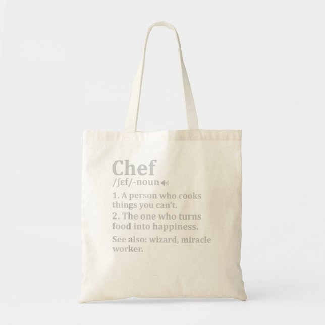 Cooking Gifts Chefs Chef Definition Tote Bag (Front)