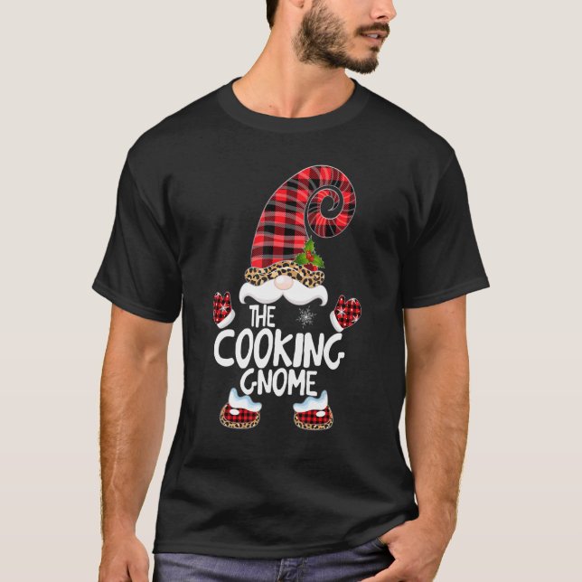 Cooking Gnome Buffalo Plaid Matching Family Christ T-Shirt (Front)