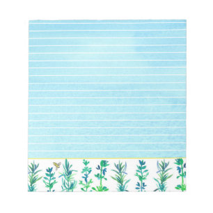 Cooking Herbs Rosemary Thyme Bee Blue Lined Notepad